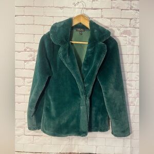 Melissa‎ Paige Evergreen Green Gorgeous Jacket Faux Fur